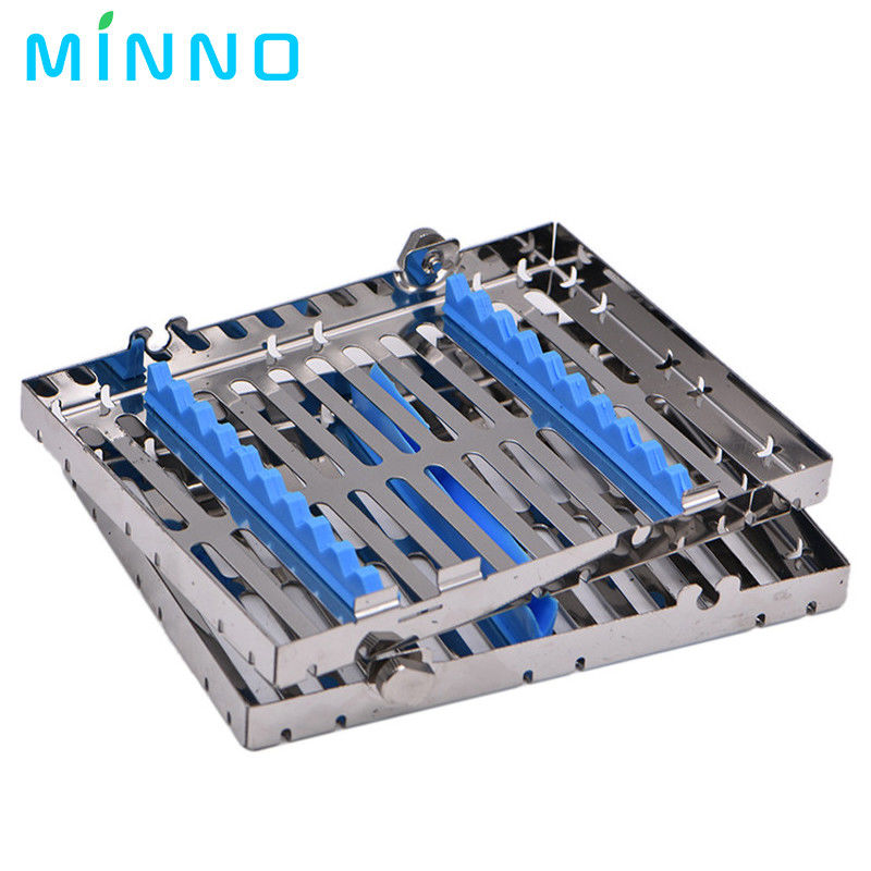 Cuadro de esterilización quirúrgica dental autoclavable Esterilización de acero inoxidable Cuadro de esterilización quirúrgica autoclavable Dental Cassette File Burs bandeja de desinfección