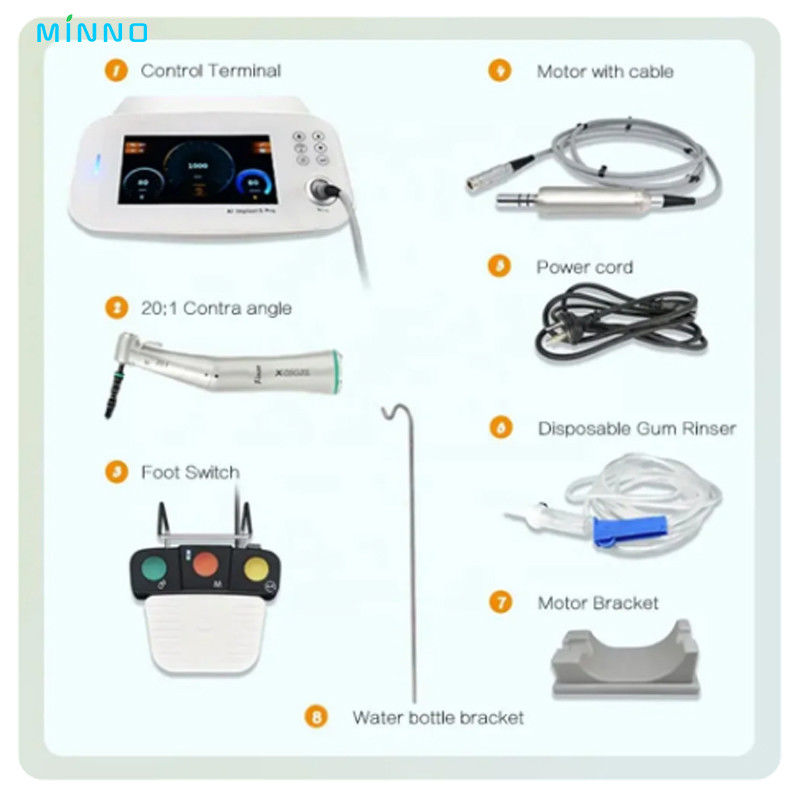 Motor de implantes dentales con pantalla táctil completa con ángulo de fibra 20: 1 Equipo de cirugía piezo