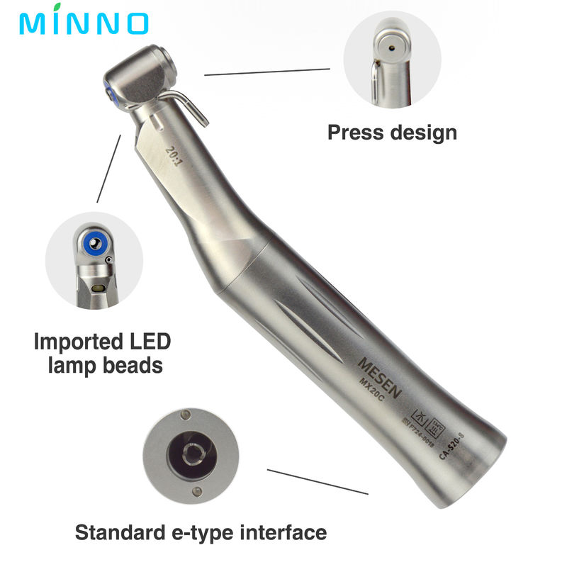 20/1 Implantes Motor Contra Ángulo Externo Spray de agua de baja velocidad Pieza de mano Sin perforación LED Herramienta dental