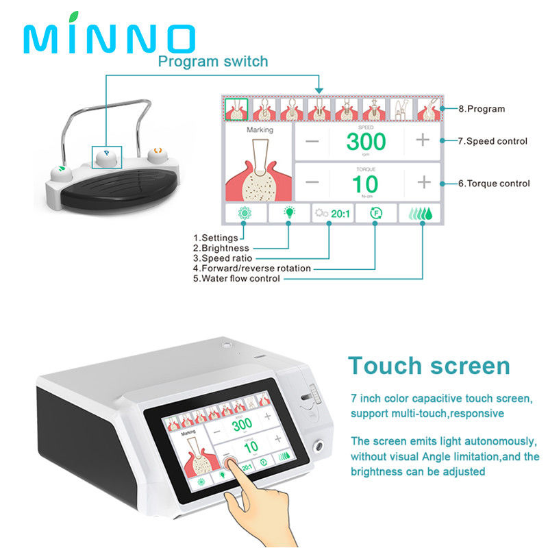 Nueva llegada pantalla LED implante dental motor quirúrgico con pantalla táctil de color