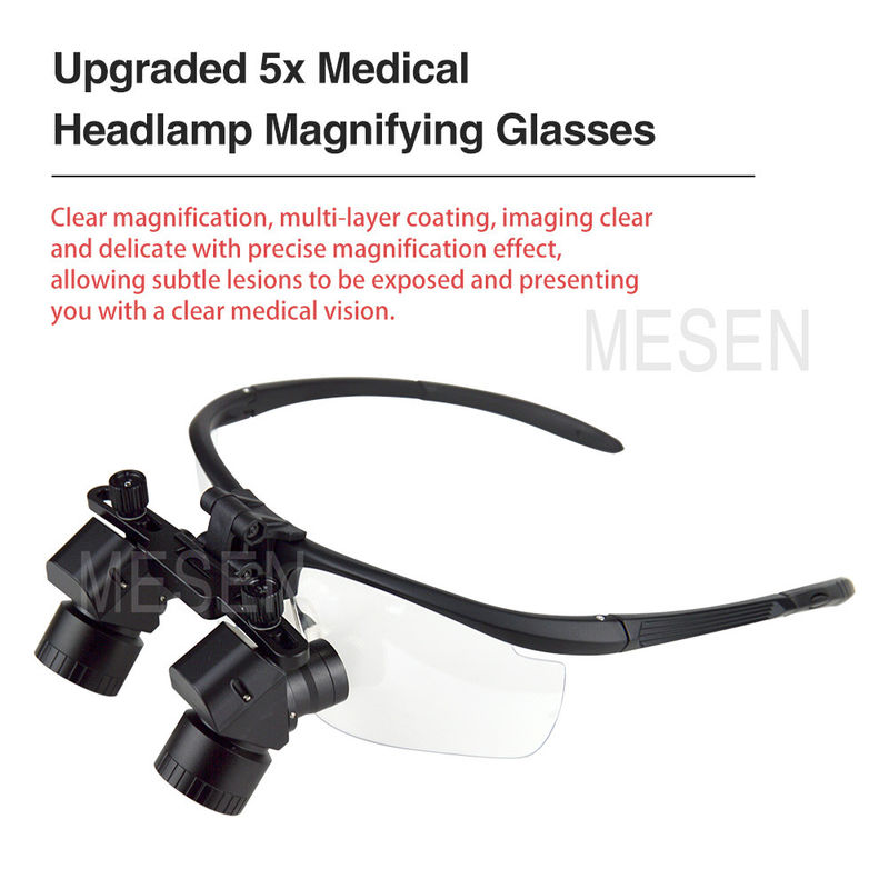 Oental Medical Oral Corner 5X Magnifier Lúpulas dentales Faros Inalámbricos Lúpulas quirúrgicas dentales portátiles con lámpara de cabeza